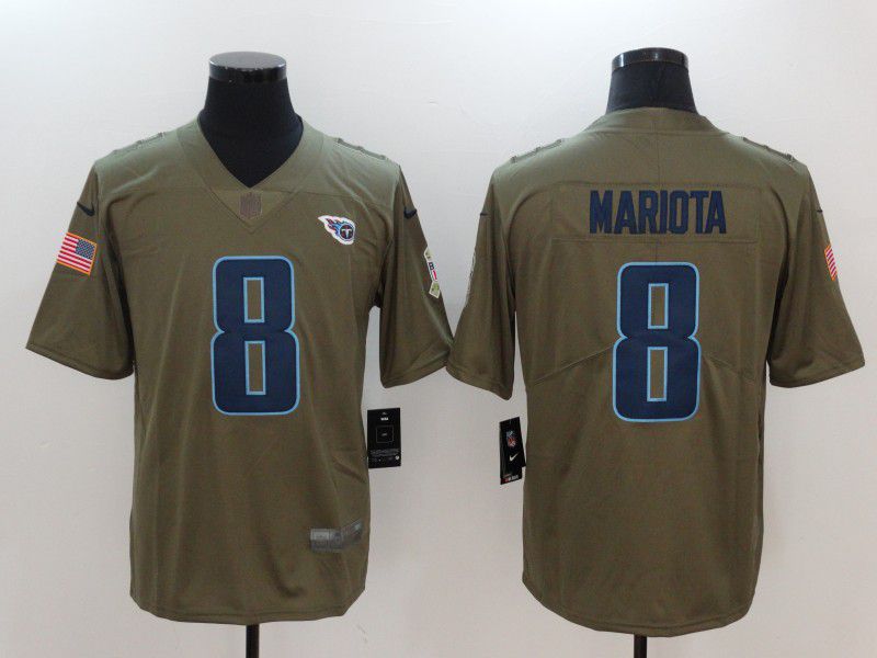Men Tennessee Titans #8 Mariota Green Nike Olive Salute To Service Limited NFL Jersey